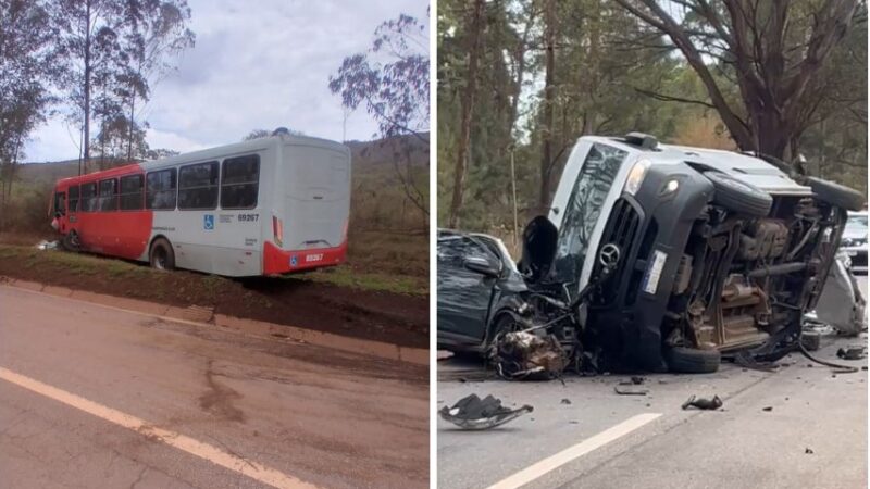 Homem furta ônibus em Betim e provoca acidente com um morto na BR-040, em Nova Lima