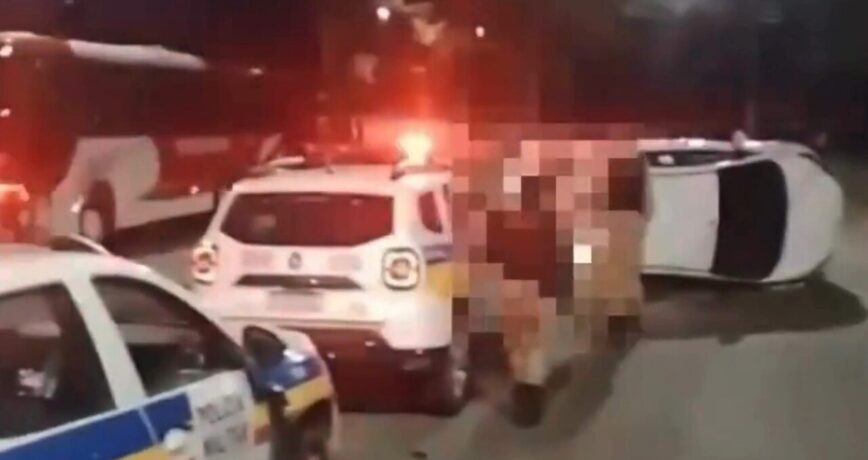 Vídeo: motorista bêbado capota carro, ofende policiais e é preso em Divinópolis