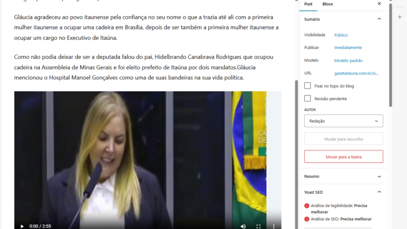 Vídeo: vice-prefeita Gláucia Santiago toma posse na Câmara Federal